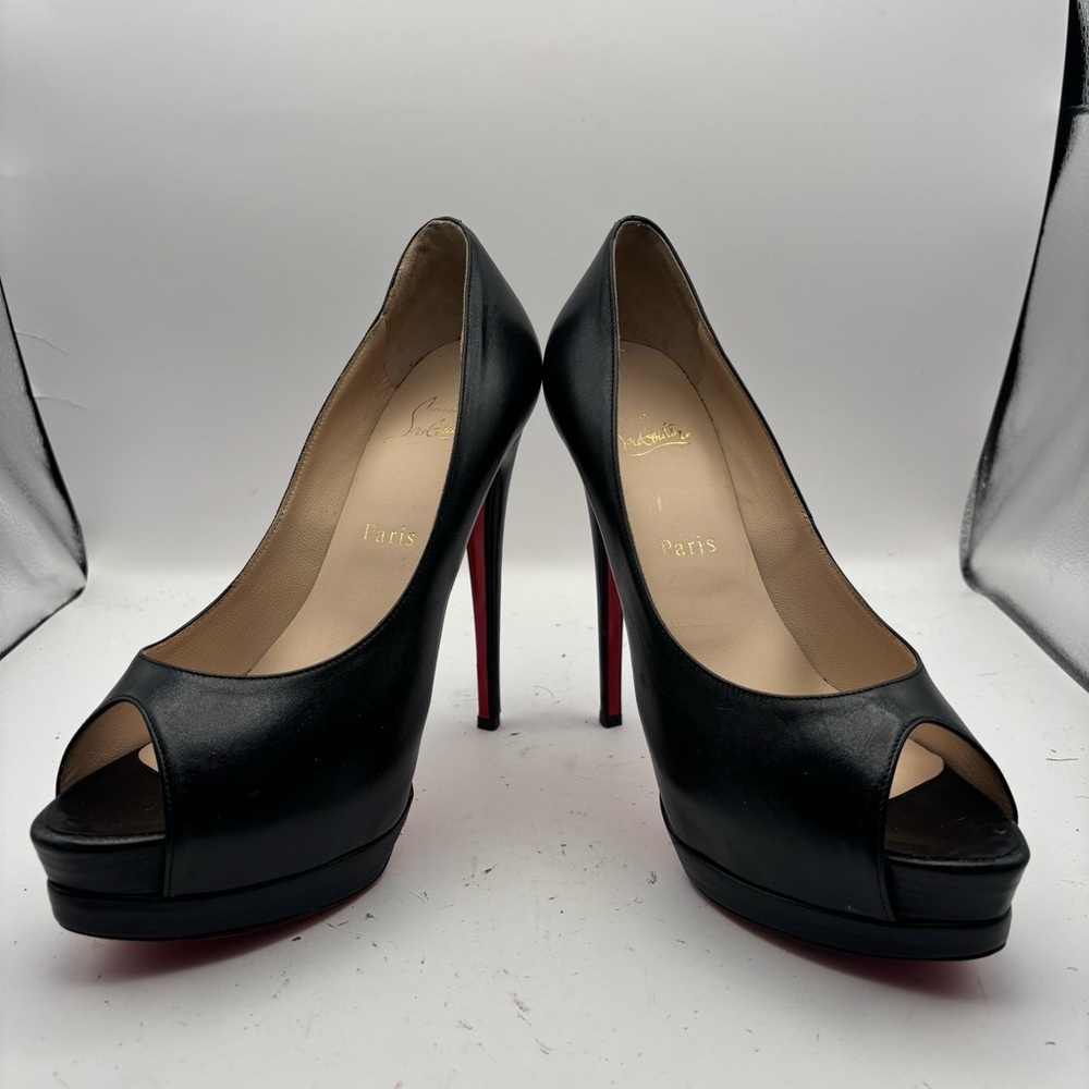 Christian Louboutin Black Leather 5.5 inch Heels